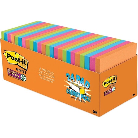 Post-It Notes, Suprstky, 3X3, 24Pk, Ast MMM65424SSAUCP